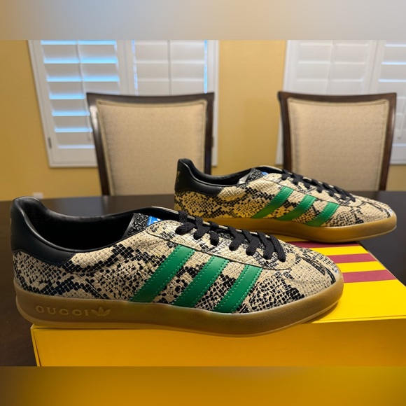 New Gucci x Adidas Gazelle Python Print Leather Sneaker Shoes UK 11.5 / US 12 - Picture 7 of 16
